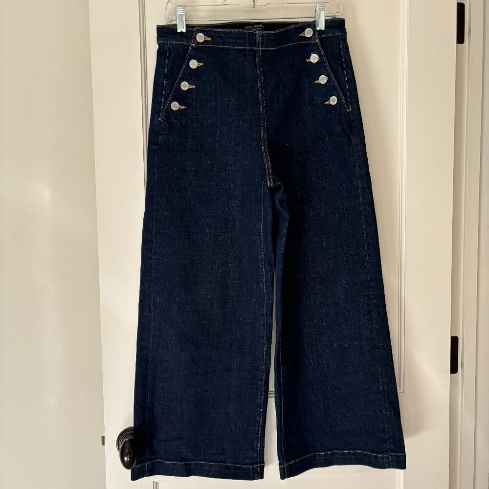 Banana Republic Women's high-rise Wide-Leg Cropped Sailor Jeans Size 29